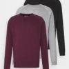 Pier One 3 Pack - Sweatshirt - Bordeaux/Black/Grey