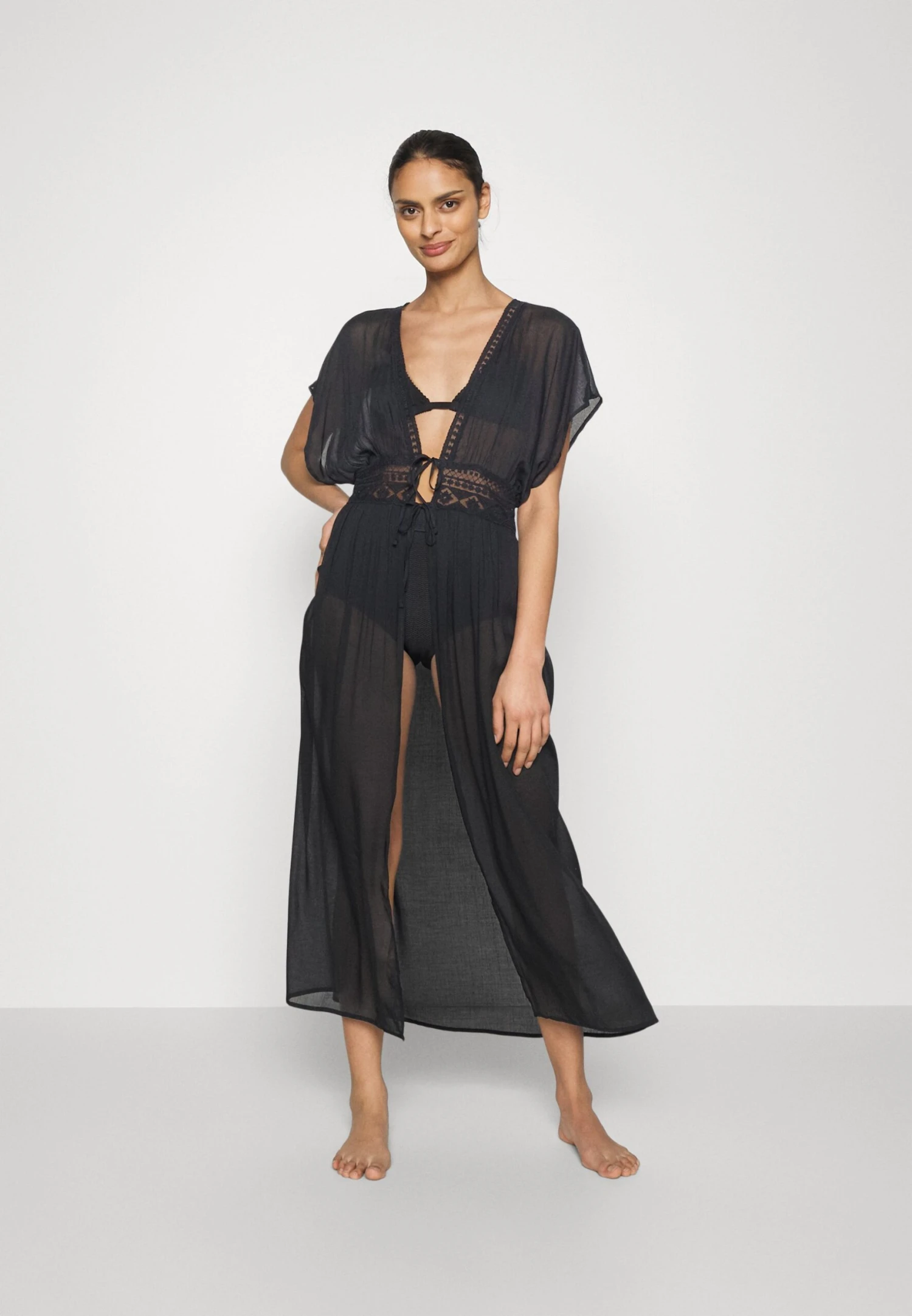 Anna Field Embroidered Cover Up/ 802 - Black - Beach Accessory - 802 - Black 4 Anna Field Embroidered Cover Up/ 802 - Black - Beach Accessory - 802 - Black - Image 2